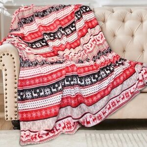 Cozy Blanket Printed Blanket Throw Christmas Stripes